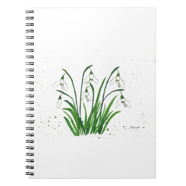Cuaderno Flores blancas de nieve acuarela (Frente)