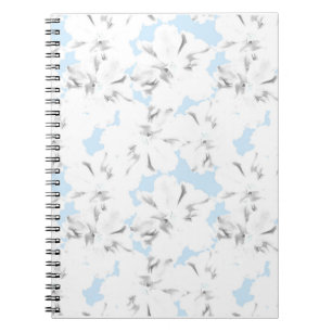 Cuaderno Flores blancas en azul claro.