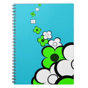 Cuaderno Flores Blancas Lime Green