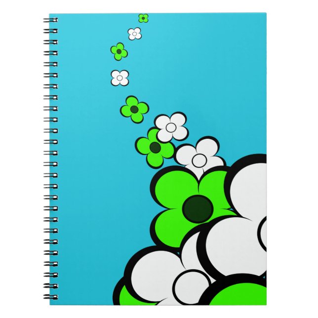 Cuaderno Flores Blancas Lime Green (Frente)