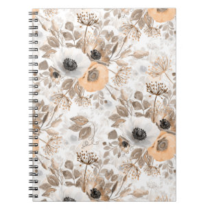 Cuaderno Flores blancas, melocotones, elegantes