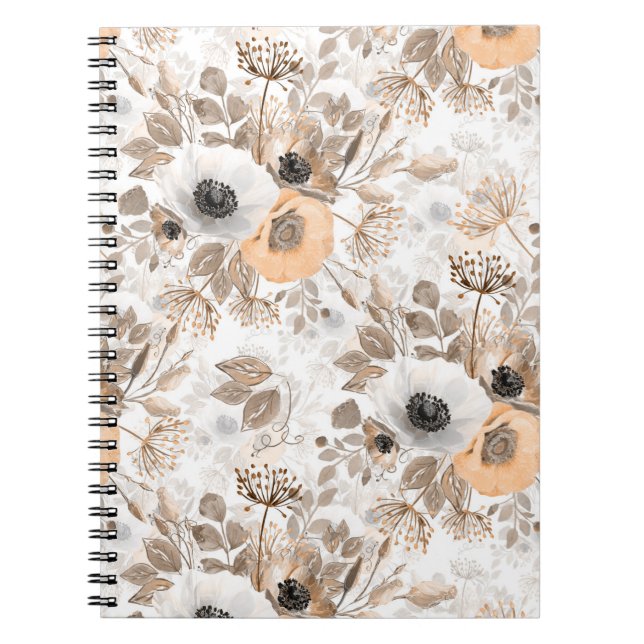 Cuaderno Flores blancas, melocotones, elegantes (Frente)