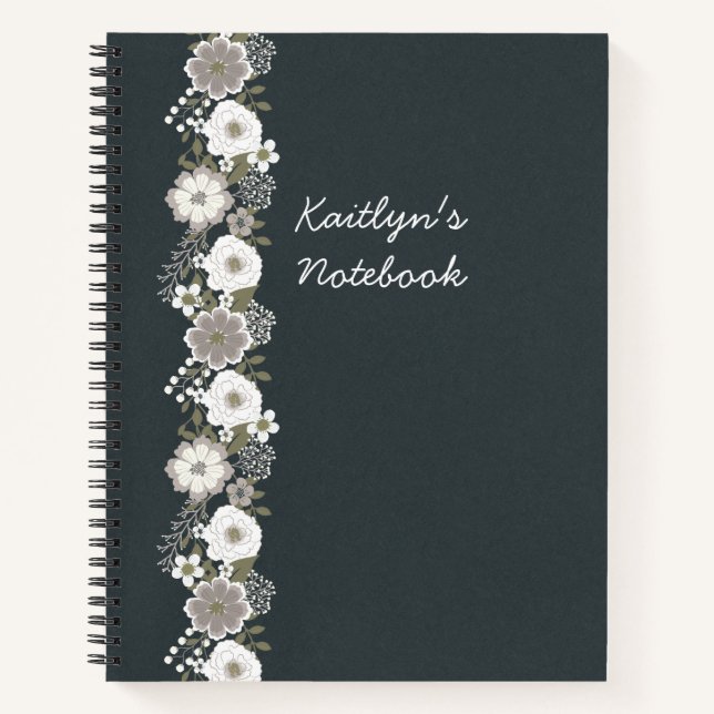 Cuaderno Flores blancas personalizadas (Anverso)