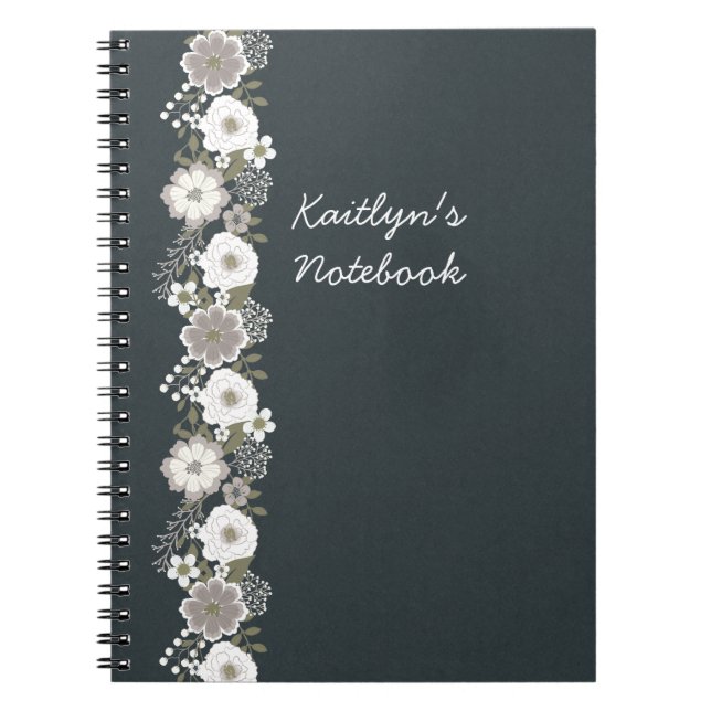Cuaderno Flores blancas personalizadas (Frente)