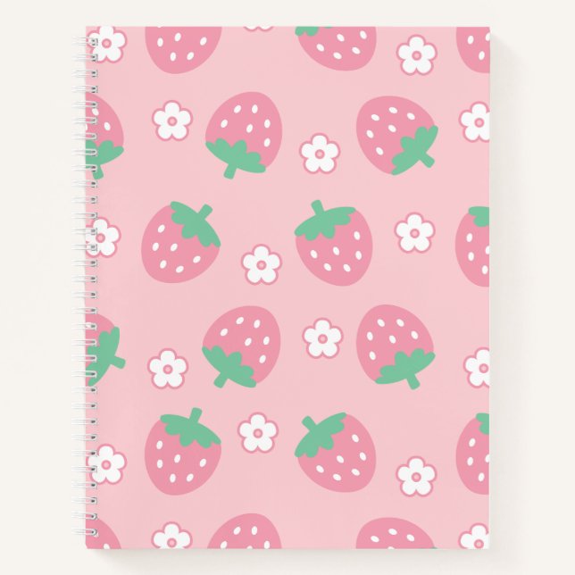 Cuaderno Flores blancas rosadas Sakura Kawaii Cute (Anverso)