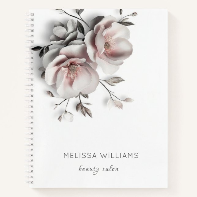 Cuaderno Flores blancas simples en 3D (Anverso)