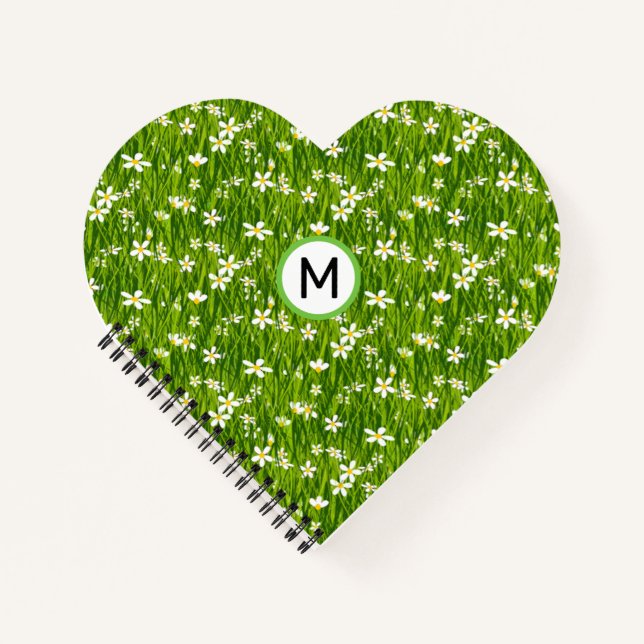 Cuaderno Flores Blancas y Hojas de Planta Monograma (Anverso)