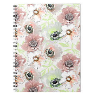 Cuaderno Flores blancas y rosas.