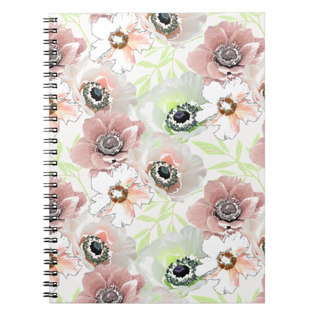 Cuaderno Flores blancas y rosas. (Frente)