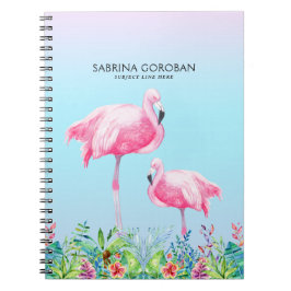 Cuaderno Flores blancas y rosas con flores tropicales