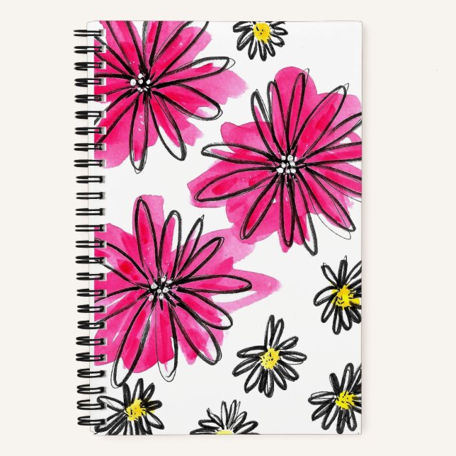 Cuaderno Flores blancas y rosas singulares (Anverso)