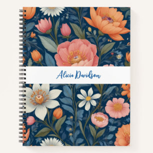 Cuaderno Flores Boho Estilo Folclore tu nombre