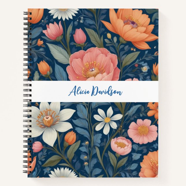 Cuaderno Flores Boho Estilo Folclore | tu nombre (Anverso)