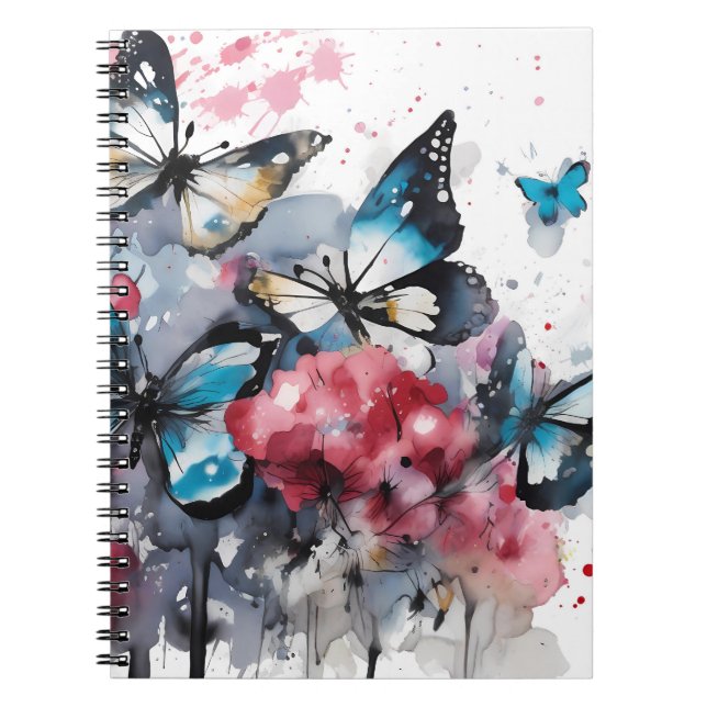 Cuaderno Flores Boho Pintura con Tinta (Frente)