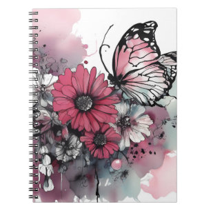 Cuaderno Flores Boho Pintura con Tinta