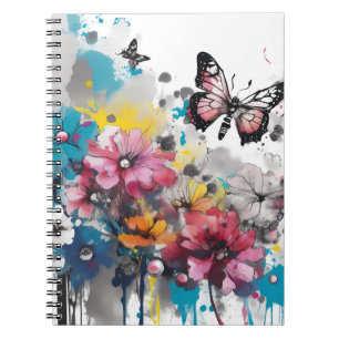 Cuaderno Flores Boho Pintura con Tinta