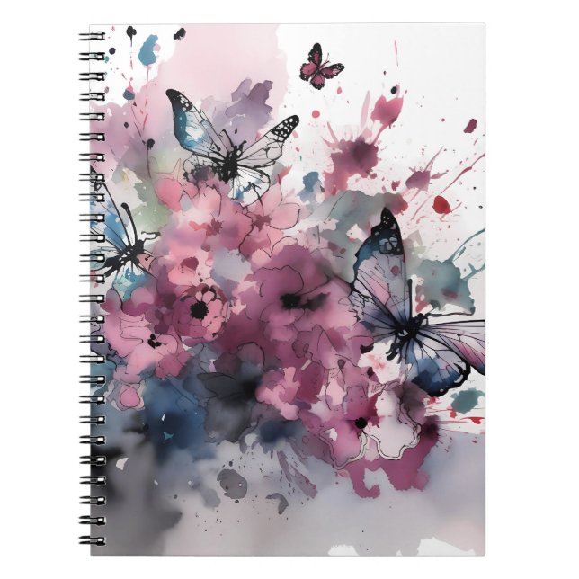 Cuaderno Flores Boho Pintura con Tinta (Frente)