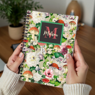 Cuaderno Flores bonitas hongo hongos beige jardín