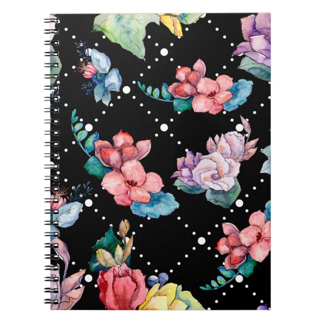 Cuaderno Flores botánicas de flores de caracol. Hojas salva (Frente)