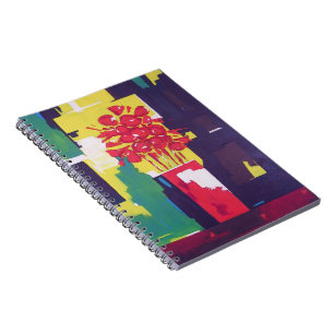Cuaderno Flores Bouquet Vase Pintura Resumen Fondo