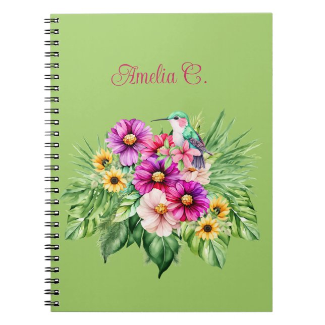 Cuaderno Flores brillantes alegres y tropicales (Frente)
