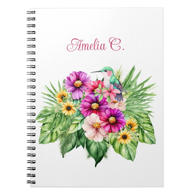 Cuaderno Flores brillantes alegres y tropicales (Frente)
