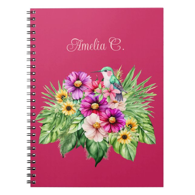 Cuaderno Flores brillantes alegres y tropicales (Frente)