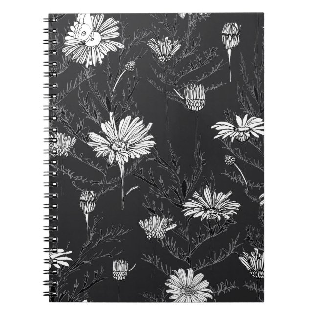 Cuaderno Flores brotes y hojas de camomila y mariposa (Frente)