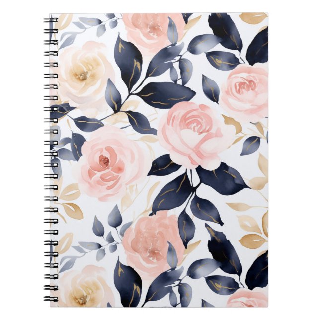 Cuaderno Flores Chic Azul Rosa (Frente)
