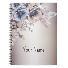 Cuaderno Flores color pastel azul beige elegante