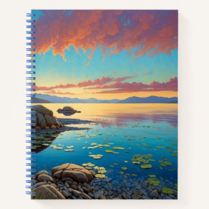 Cuaderno Flores Coloridas del Lago de Montaña Arte