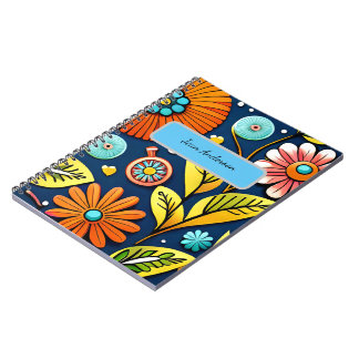 Cuaderno Flores coloridas y hojas Bloc de fotos espiral