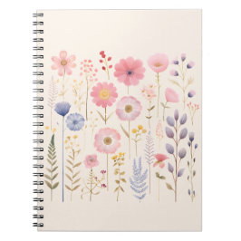 Cuaderno Flores cortas acuarela botánica floral