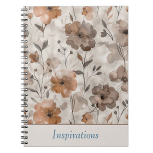 Cuaderno Flores Crema Naranja Marrón