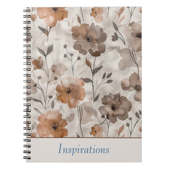 Cuaderno Flores Crema Naranja Marrón (Frente)
