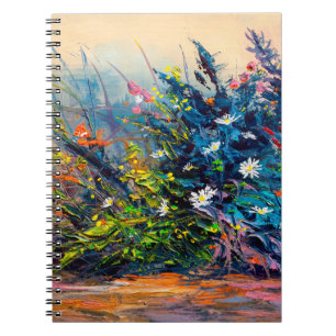 Cuaderno Flores de aceite, flor de maíz, margarita en los c