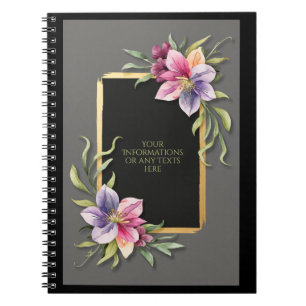 Cuaderno Flores de Acuarela - Arte de Marco Dorado Elegante