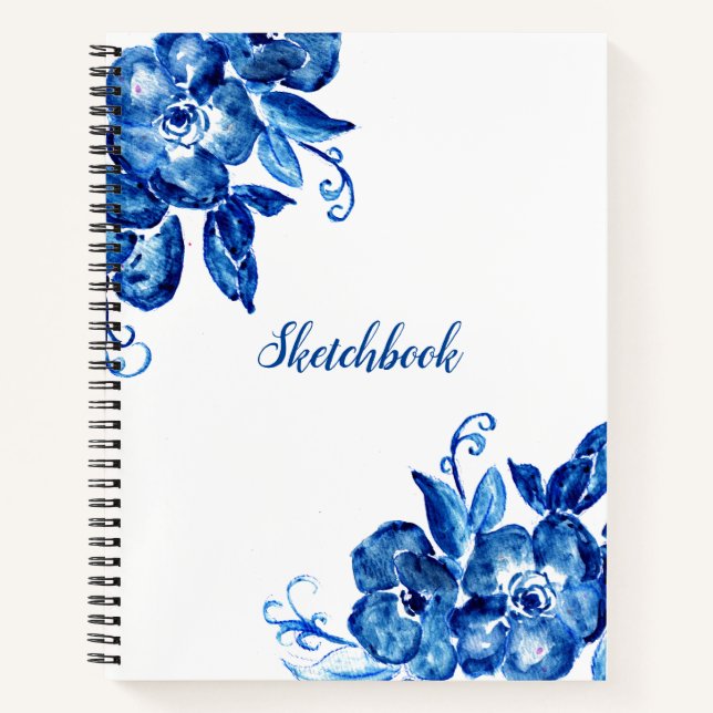 Cuaderno Flores de acuarela azul (Anverso)