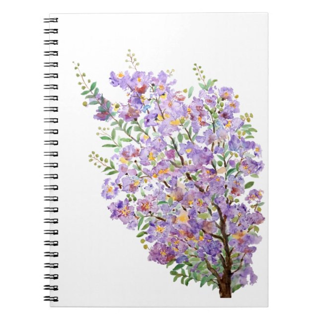 Cuaderno flores de acuarela de músculo violáceo (Frente)