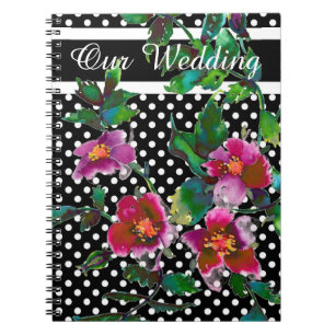 Cuaderno Flores de acuarela magenta rosa elegante