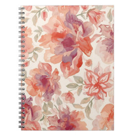 Cuaderno Flores de acuarela pastel naranja claro