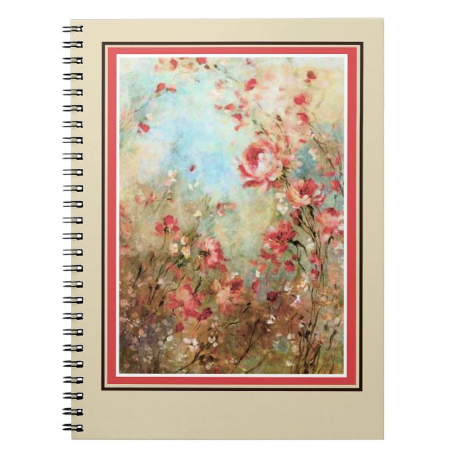 Cuaderno flores de acuarela rosadas (Frente)