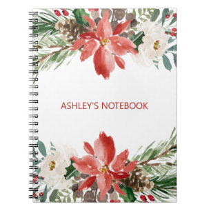 Cuaderno Flores De Acuarela Y Pinecona
