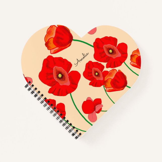 Cuaderno Flores de adormidera roja personalizadas (Anverso)