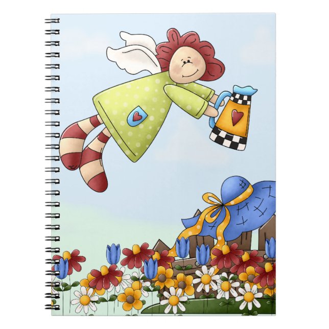 Cuaderno Flores de agua de ángel de campo lindo (Frente)