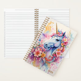 Cuaderno Flores de agua de unicornio personalizadas