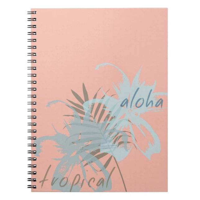 Cuaderno Flores de Aloha Tropical Peach Aqua Blue (Frente)