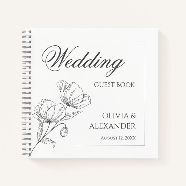 Cuaderno Flores de amapola, elegante invitado de boda (Anverso)