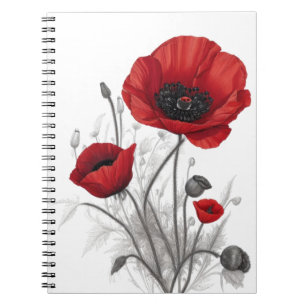 Cuaderno Flores de amapola roja
