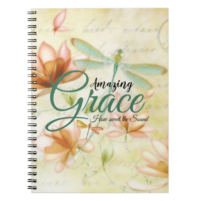 Cuaderno Flores de Amazing Grace y libélula (Frente)